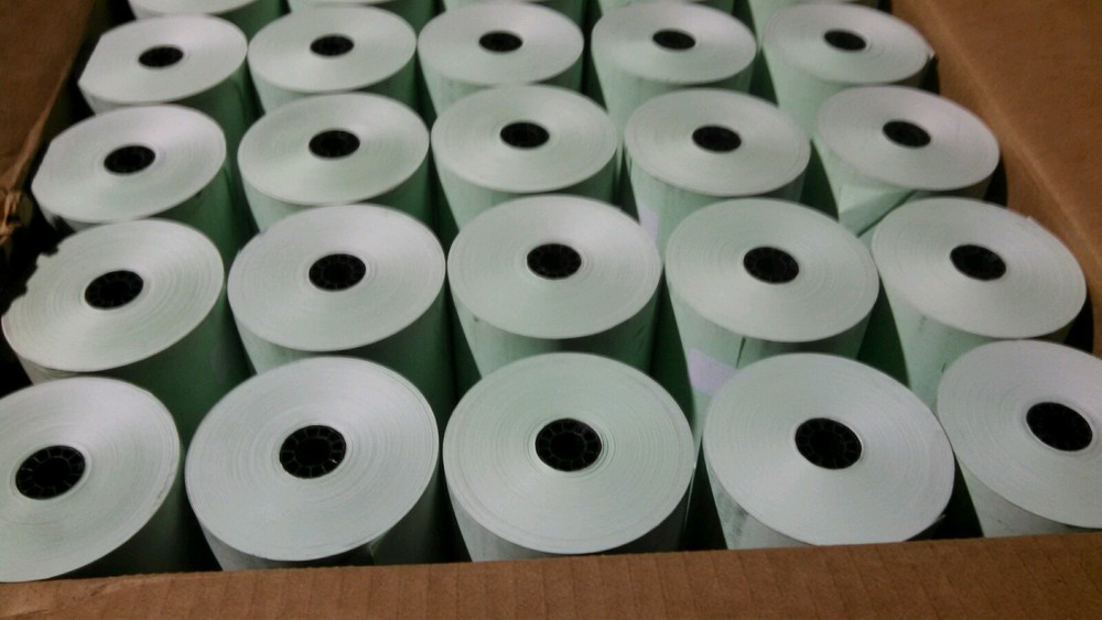 Single-Ply Thermal Cash Register/POS Rolls, 3-1/8″ x 273 ft., green 50/Ctn