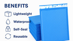 #0 6.5×10 Blue Poly Bubble Mailers Padded, Waterproof, Shipping Self-Seal