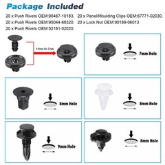 FOR TOYOTA / LEXUS Trim Panel Clips Bumper Fender Push Pin Rivet 7 8 9mm Engine
