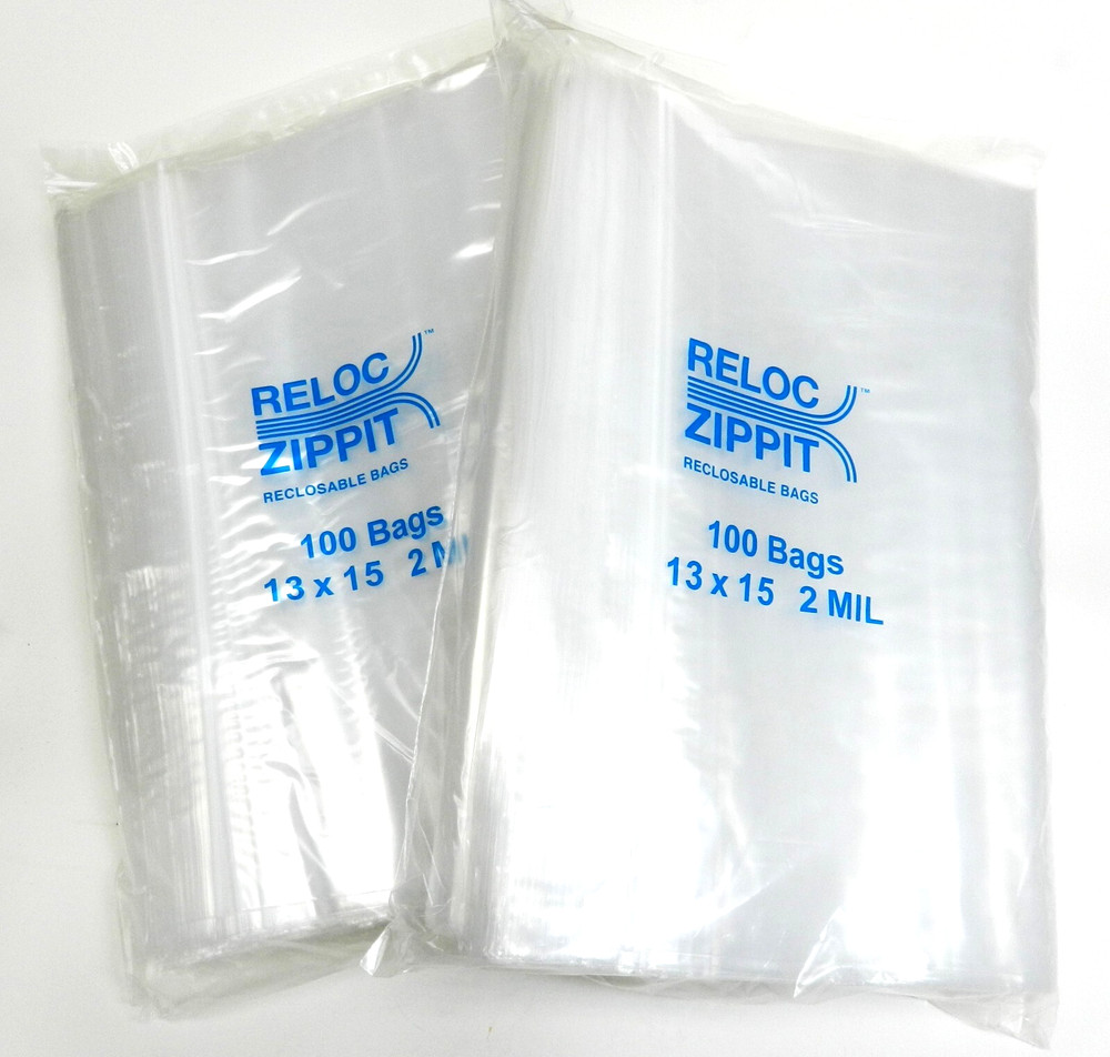 200 Bags 13 x 15″ Clear 2mil Large Reloc Zippit Reclosable Bags Top Lock Jumbo