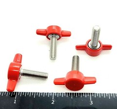 M6 x 20mm Clamping Thumb Screws with Red Butterfly Tee Wing Knob Pack of 4