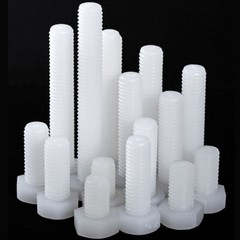 M8 – 1.25 White Nylon Hex Head Bolts Full Thread Hex Cap Plastic Screws DIN 933