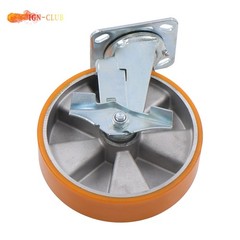 4 Pcs 8″ Aluminum Core Industrial Casters Caster Wheel With Brake 6000lbs Orange