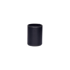 1-Piece Black PU Leather round Desk Organizer Pen Cup Holder Stand with Stitched