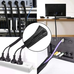 Split Braided Cable Sleeve Nylon Self Wrap Wire Loom Cord Management Protector