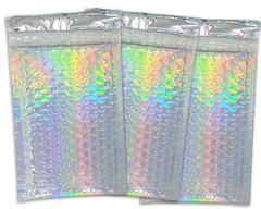 4X8 Holographic, Sunset Peach Bubble Mailers, Metallic Padded Shipping Mailing