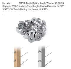 30 Pieces Muzata CR25 Stainless Cable Railing Angle Beveled Washers 30 Degrees