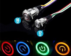 16mm Metal Chassis Push Button Power Switch with 22″ Extension Cable for PC Case