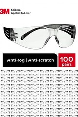 (100 Pairs) 3M 100 Series Safety Glasses- Clear Anti-Fog Lens-Black SF101AF-BLK