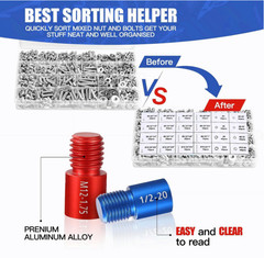 66pc Nut & Bolt Thread Checker Gauge Set Metric SAE w/Case