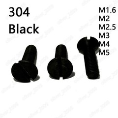 Black 304 Stainless Steel Slotted Countersunk Flat Head Screws M1.6 M2 M3 M4 M5