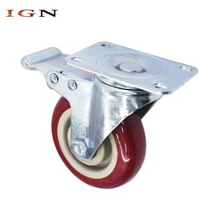 Red Caster Wheels 4″ Locking Casters With Brake Swivel Plate Castor 4 Pcs Caster