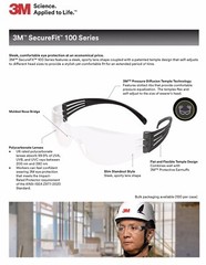 (100 Pairs) 3M 100 Series Safety Glasses- Clear Anti-Fog Lens-Black SF101AF-BLK