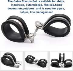 50pcs 1/2 Inch Cable Clamps 304 Stainless Steel Rubber Cushion Insulated Wire Cl
