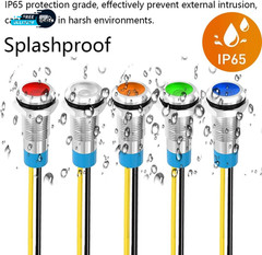 5Pcs 8Mm LED Metal Indicator Light 110V-220VAC Waterproof Signal Lamp (Blue)