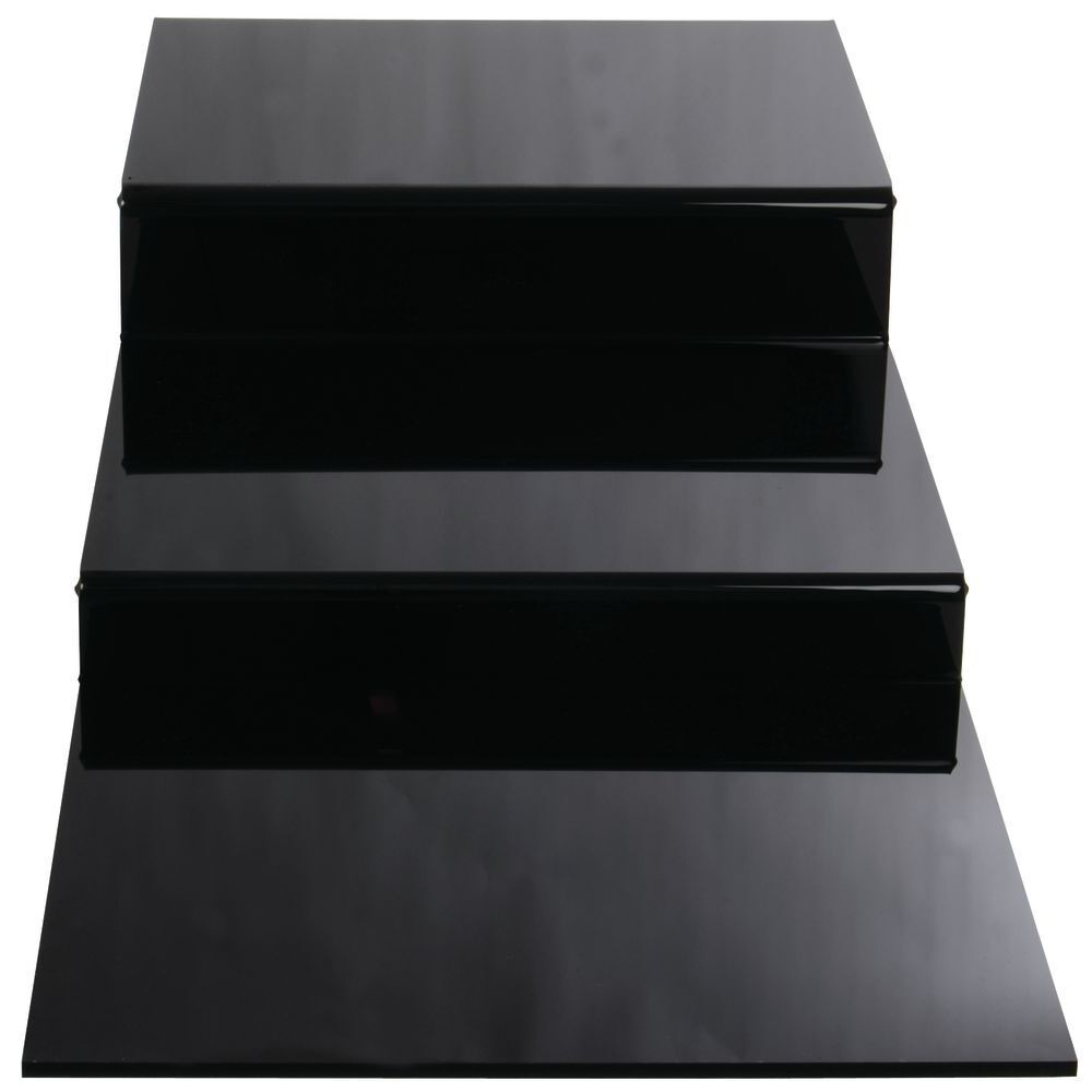 HUBERT Deli Riser 3-Step Gloss Black Acrylic Riser – 12″ L x 29 3/4 W x 4 1/4 H