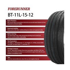 FORERUNNER Heavy Duty 11L-15 12 Ply Implement Tire I-1 QH641 Pattern Tractor …