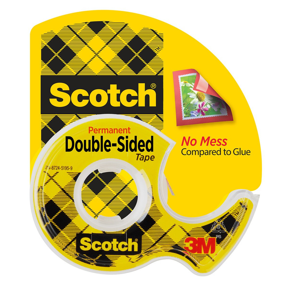 Scotch Permanent Double Sided Tape: 1/2 in. x 6-0.94 yds. (Transparent)