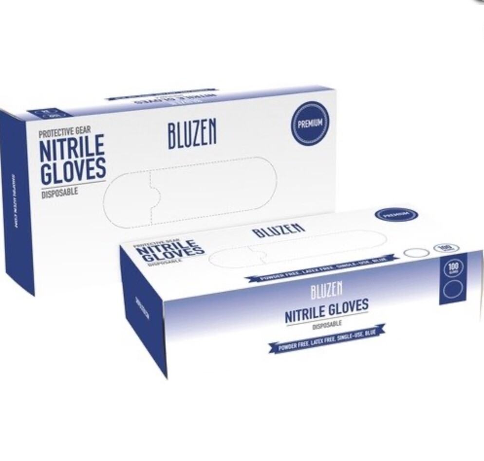 Medium Nitrile Protective Gloves Case Blue color 1000 gloves / 10 boxes