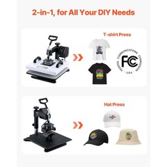 Uimoso Heat Press Machine Multifunctional Sublimation Tool for T-Shirts and Hats