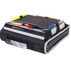 Black Gray Zippered Storage Binder with Expanding File and Carry Handle
