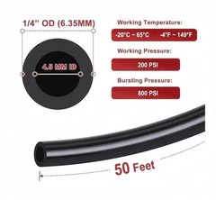 Air Line Tubing Kits 1/4” OD 50ft Nylon Hose 1/2” NPT Push to Connect Fittings