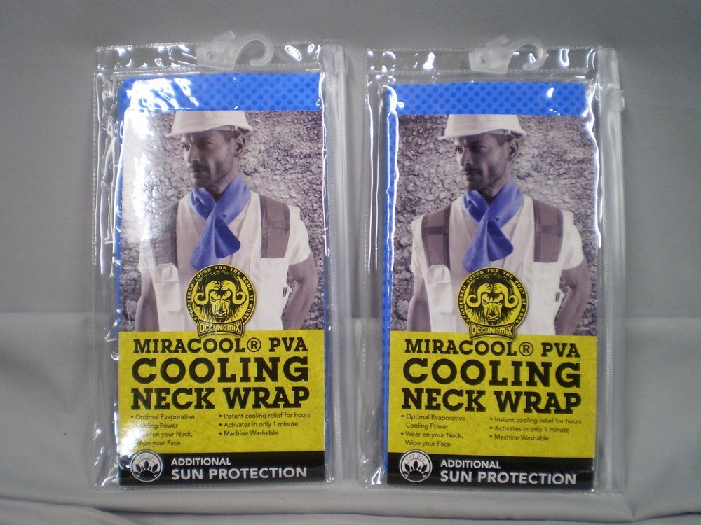 2 OccuNomix MiraCool PVA Cooling Neck Wrap w/Sun Protection Fishing Sports Work