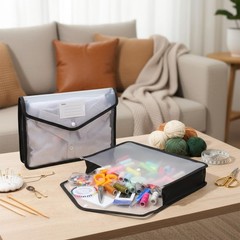 PercyEffie 7 PCS Plastic Expanding File Folder Black Transparent