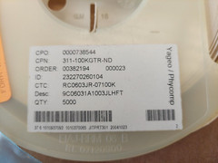 lot of 5 surface mount 0603 resistor reels, various values
