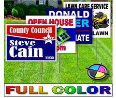18 x 24 Yard Signs – Custom Design – Full Color – 2 Sided – Stakes Optional
