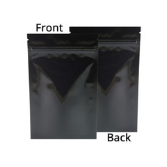 Multi-Size Double-Side Glossy Black Foil Mylar Flat Zip Lock Bag w/ Tear Notches