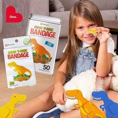 BioSwiss Bandages, Dinosaur Shaped Self Adhesive 50 Count (Pack of 1)