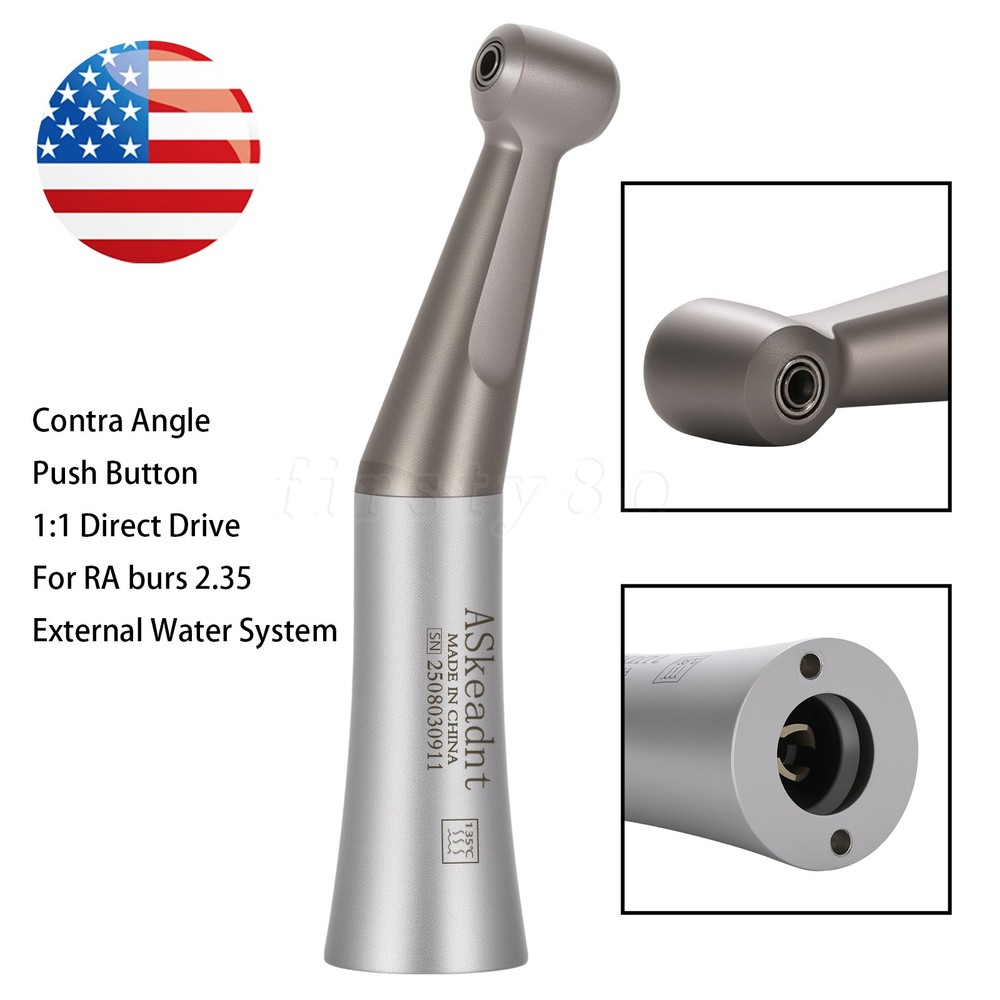 SANDENT Dental 1:1 Low Speed Handpiece Contra Angle Push Button Direct Drive