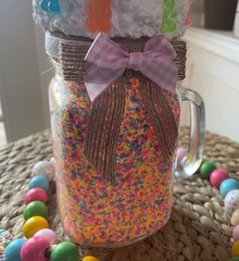 Farmhouse Candy Bear Ice Cream Confetti Sundae. Faux Pint Size Dessert Decor.