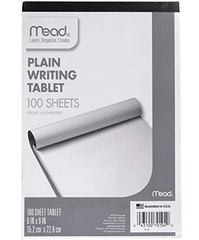 Writing Tablet 6×9 Plain Unruled Paper Pad 100 Sheets Topbound White No Lines