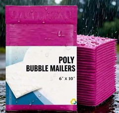 #0 6×10 (6×9) Poly Bubble Mailer Padded Envelope Shipping Bag Premium Hot Pink