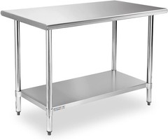STABLEINK NSF Stainless Steel Prep Table 48 x 24 Inches Metal Work Table with Ad