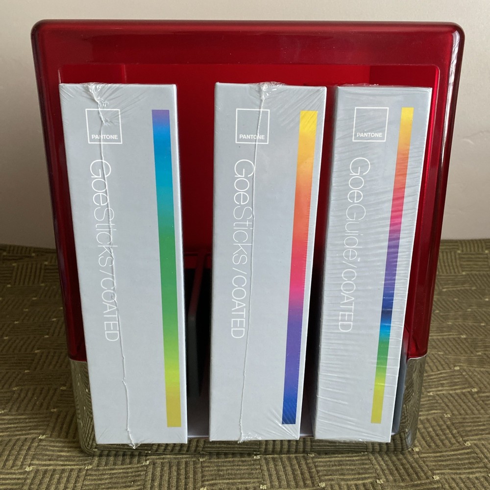 Pantone GEO System Red Cube 3 Sealed Books Fan Guide Color Coated Sticks Palette