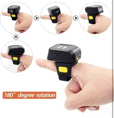 Bluetooth Ring 1D 2D QR Barcode Scanner, Wearable Wireless Finger Mini Bar Code