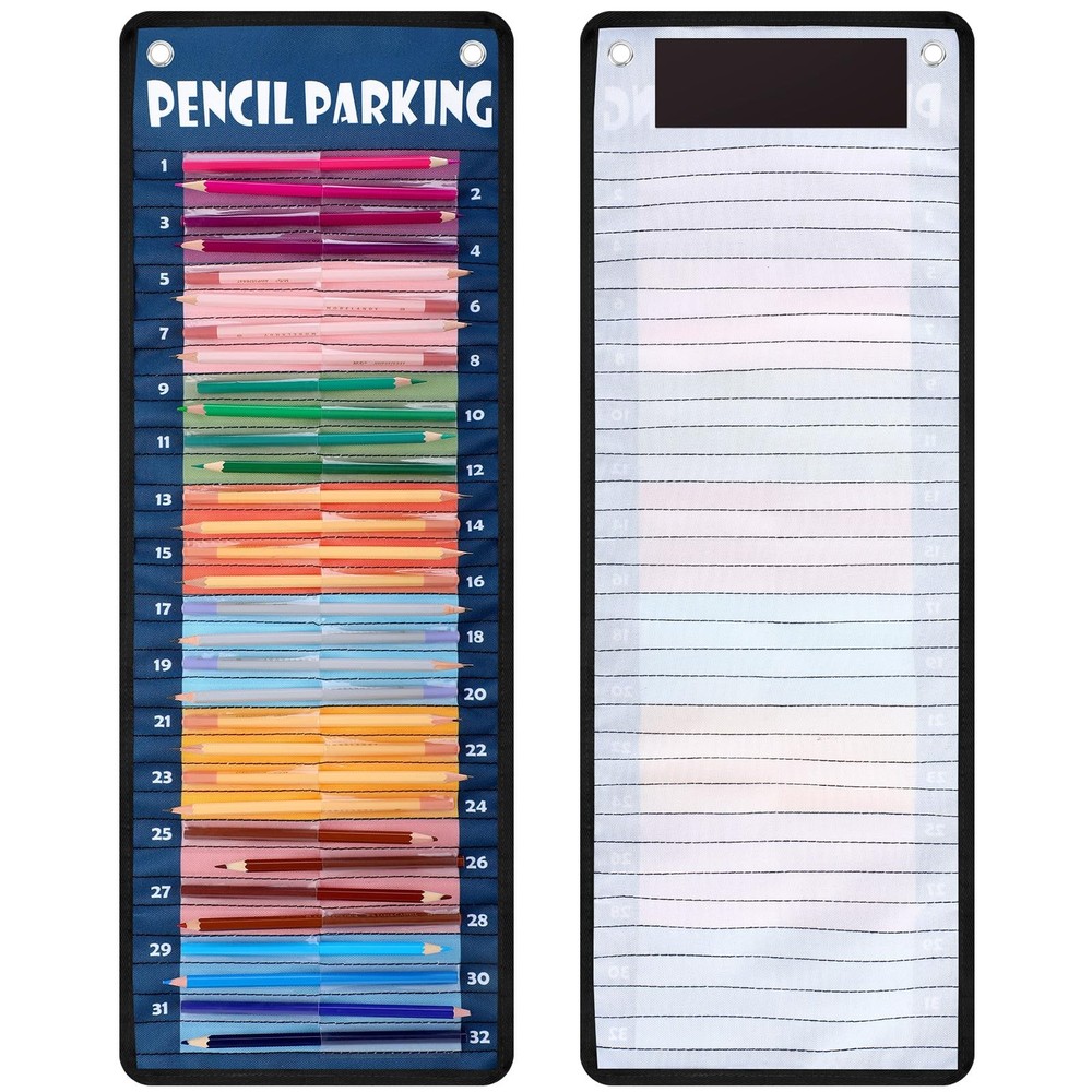 Fuutreo Pencil Parking Pocket Chart Dispenser Organizer Holder Blue