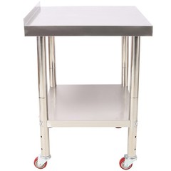 24×15″ Stainless Steel Prep Table w/Backsplash, Undershelf, 4 Casters, 440lb