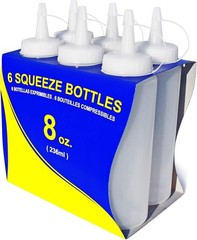 Plastic Squeeze Bottles 8 oz Clear Pack of 6 Leak Resistant BPA Free Reusable