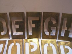 Vintage CH Hanson 45 Brass Stencils 4” Letters Numbers +Punctuation with OLD Box