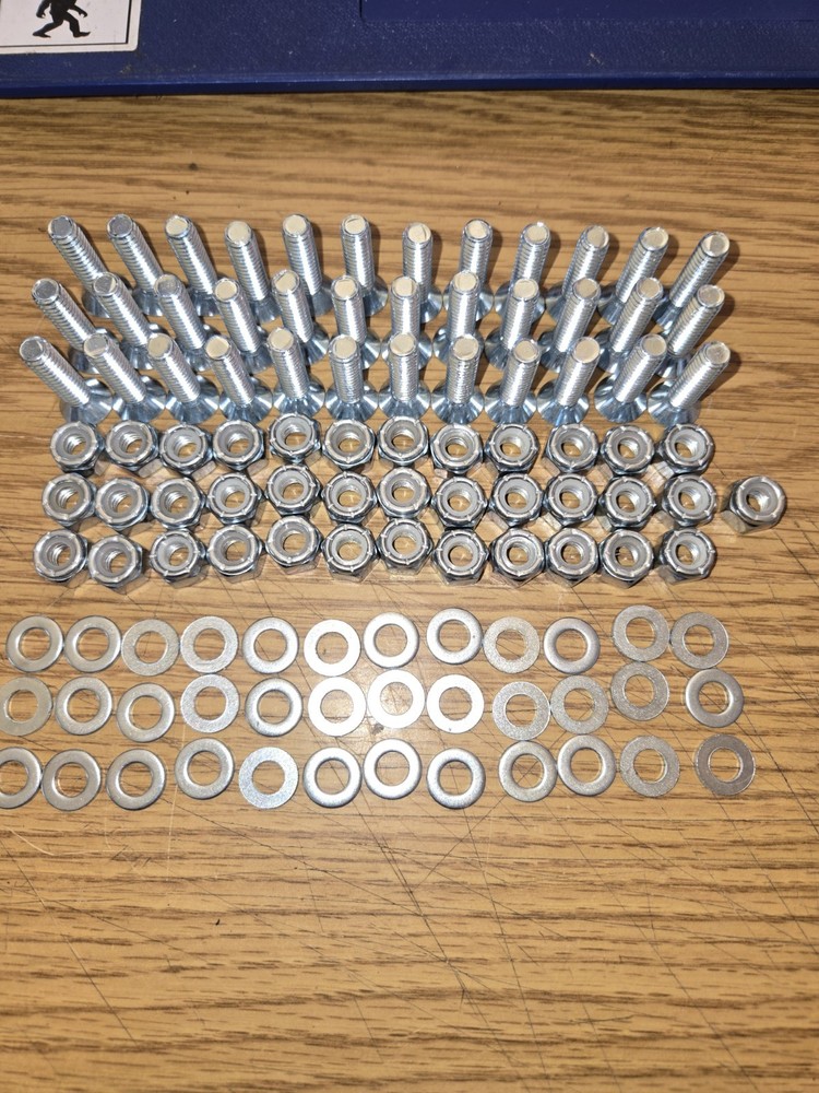 36 Phillips Oval Machine Screws ,lock Nuts Countersunk ,Unknown Size, think 1/4