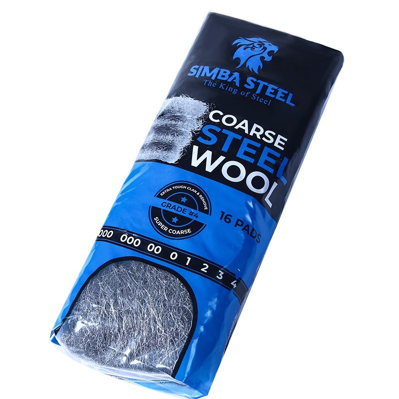 16 Pads Steel Wool Grade # 4 Super Coarse Grade for Tough Cleaning, Mice Control