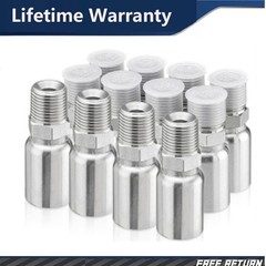 12Pack 1/2″ I.D. Hose x 1/2″ NPTF Male Hydraulic Hose End Crimp Fittings w/Cover