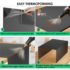 ABS Plastic Sheet 1/8 Inch Thick (3mm) – 12″ x 8″, Black Waterproof Rigid Ther