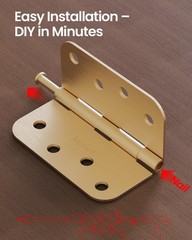 4″ X 4″ Satin Brass Door Hinges – 3Pack Satin Gold Brushed Brass Door Hing
