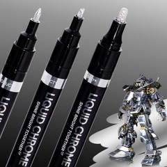 3PK Permanent Liquid Chrome Paint Pens Mirror Finish for Metal Plastic Model Rep