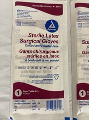 Dynarex #2365 Sterile Latex Surgical Gloves, Size 6.5 – lot of 2 pairs